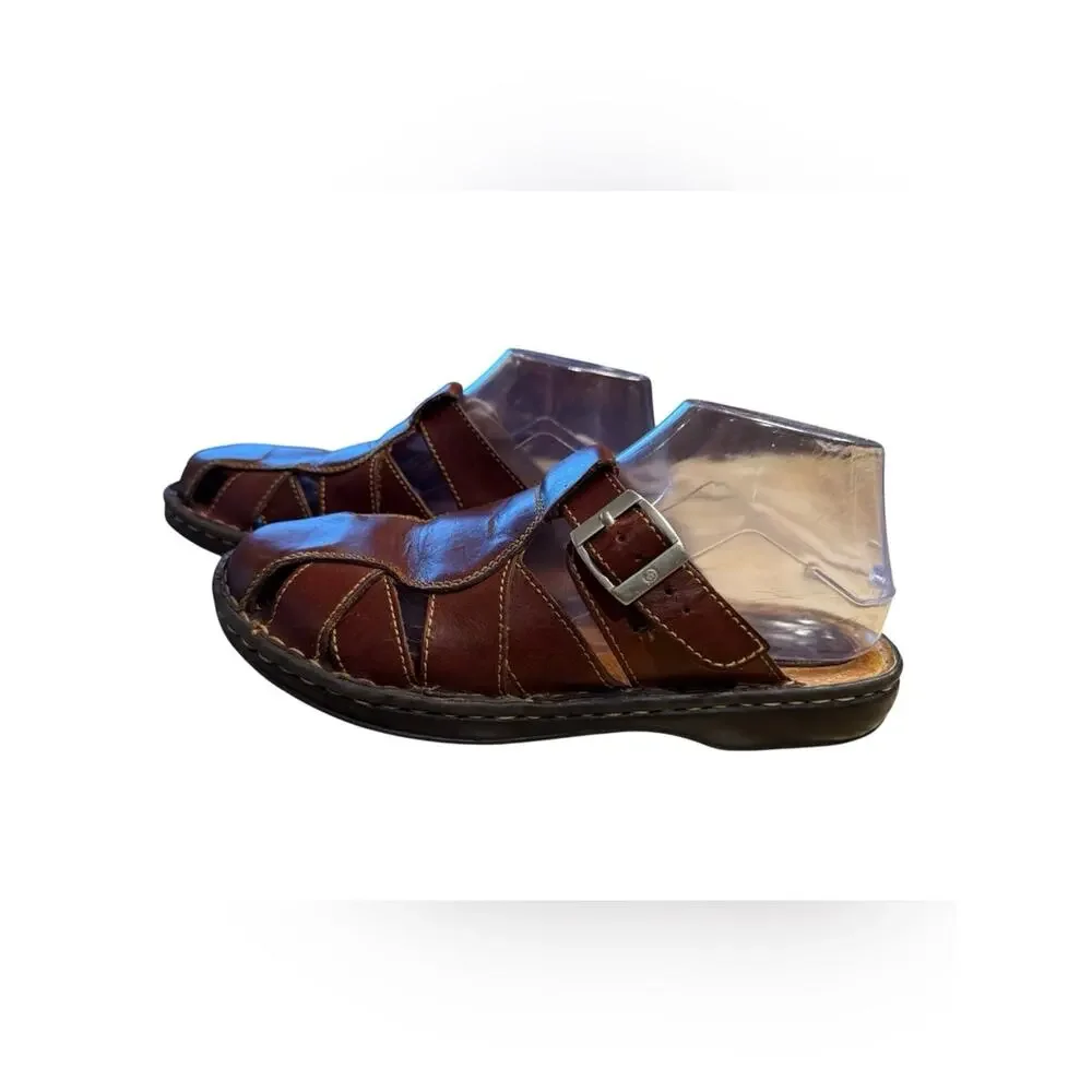 Born Women’s Size 9 Brown Leather Fisherman Slip On Sandals - Classic Comfort